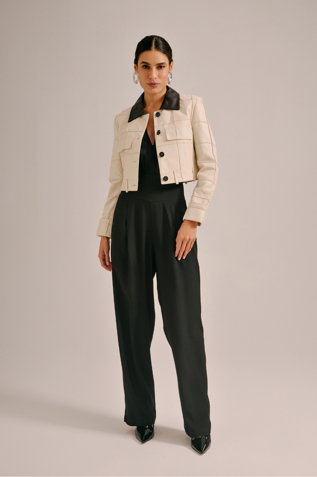 JAQUETA FLORENÇA COURO OFF-WHITE