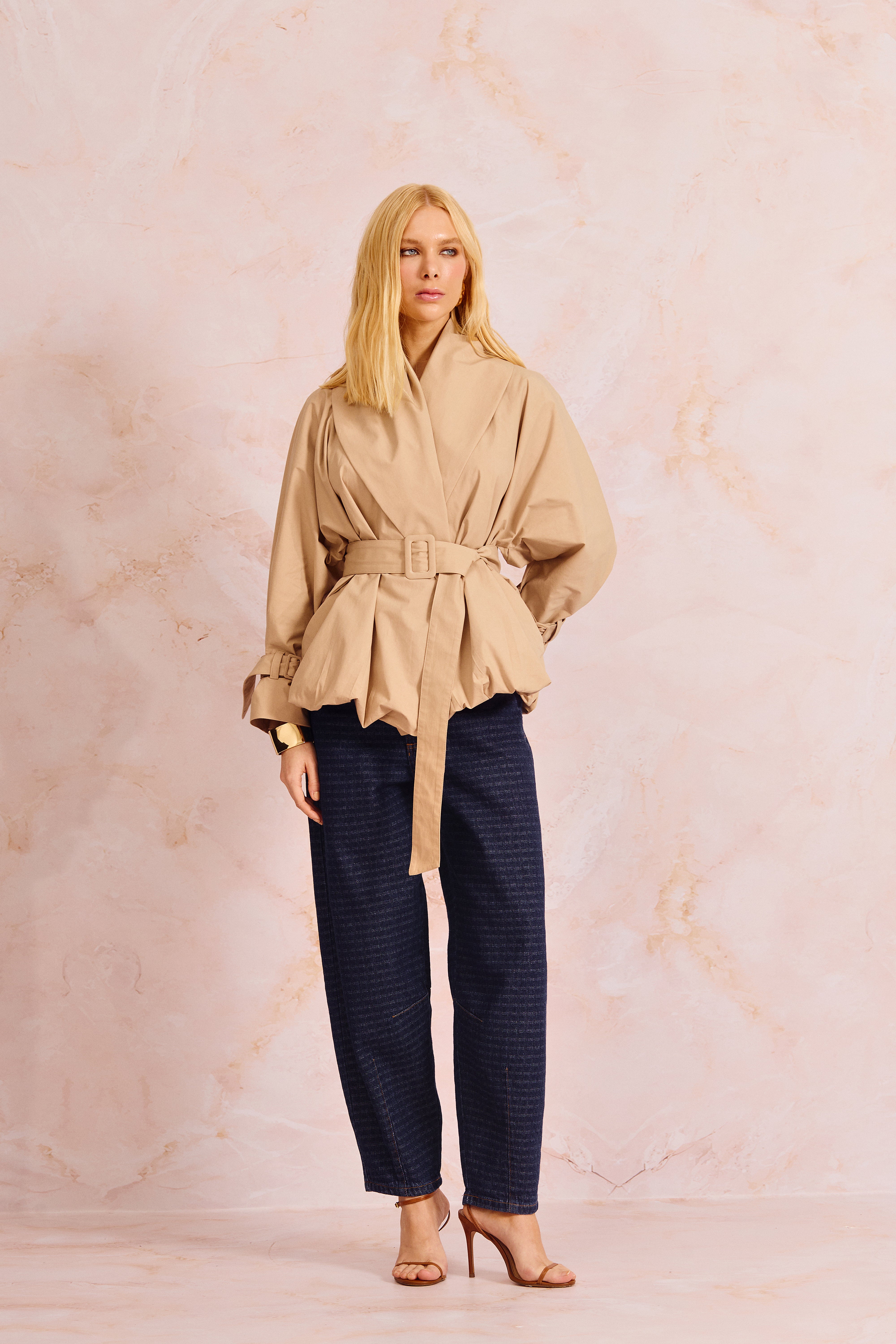 CALÇA BOMBER JEANS TEXTURIZADA