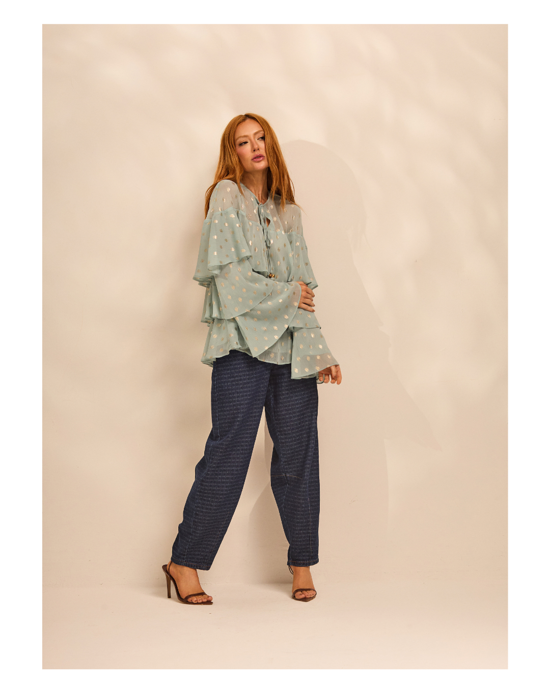 BATA CHIFFON BABADOS FOIL TURQUESA