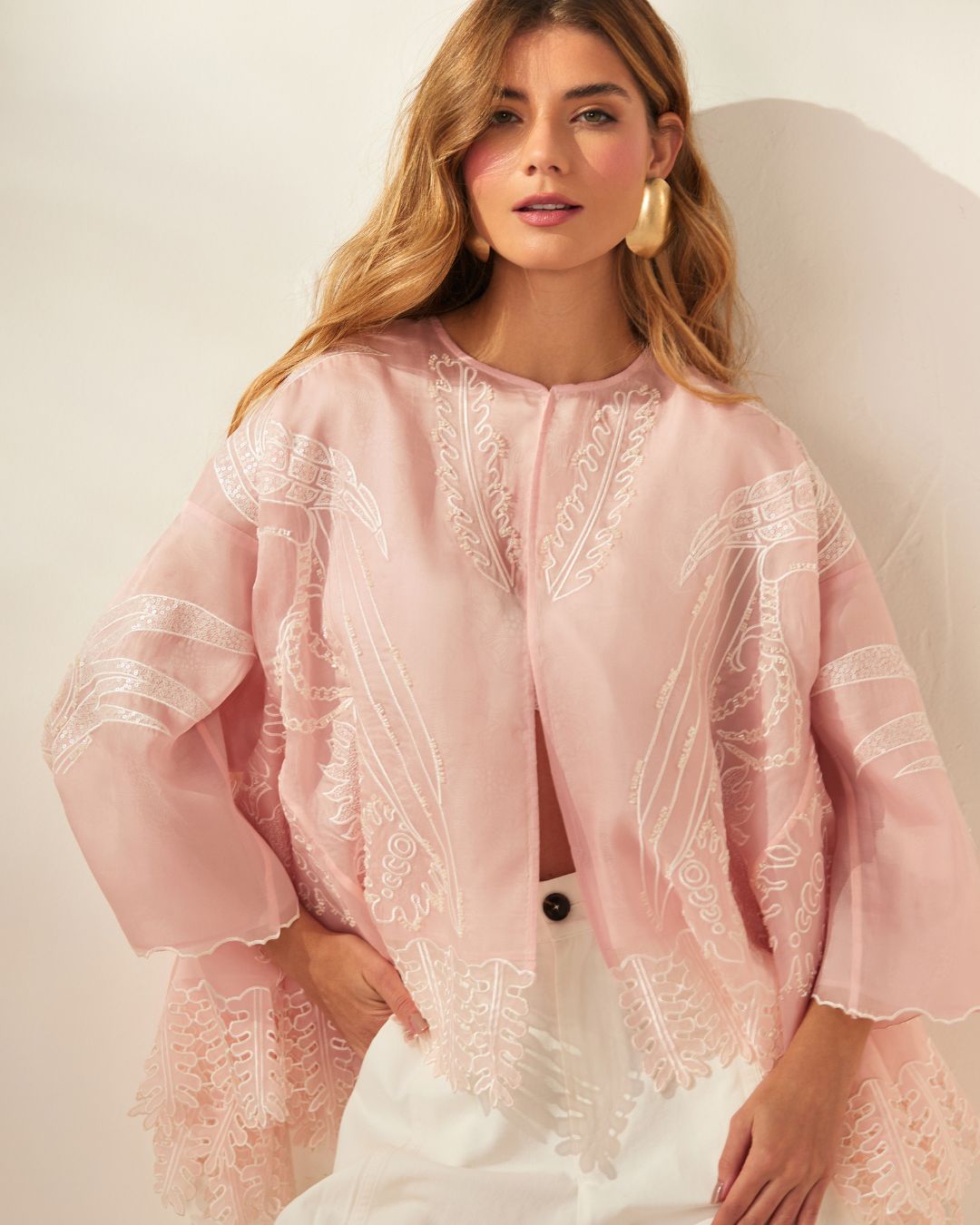 CAMISA MARBELLA SEDA BORDADA