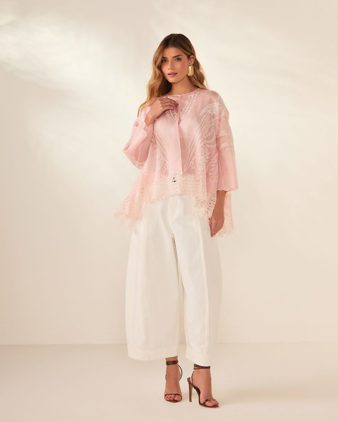 CAMISA MARBELLA SEDA BORDADA