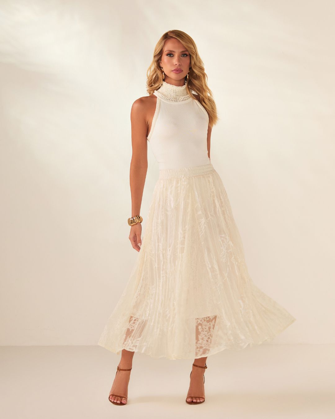SAIA MIDI CHANTILLY OFF WHITE