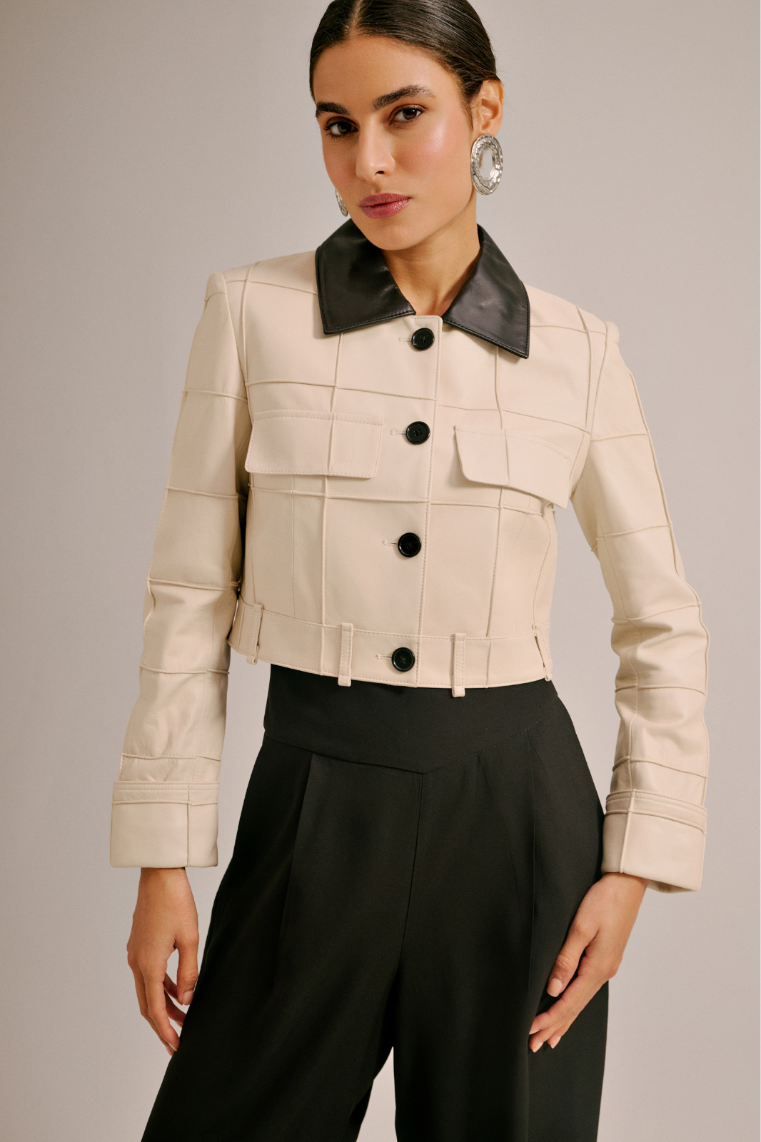 JAQUETA FLORENÇA COURO OFF-WHITE