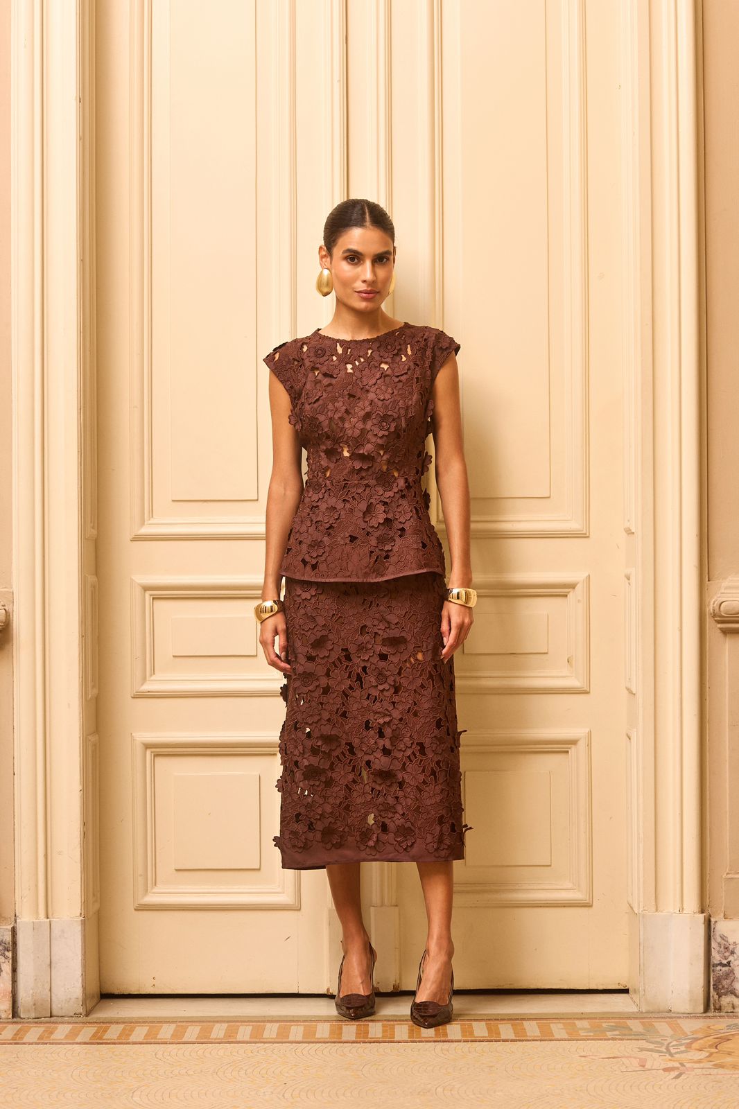 SAIA MIDI BORDADO 3D