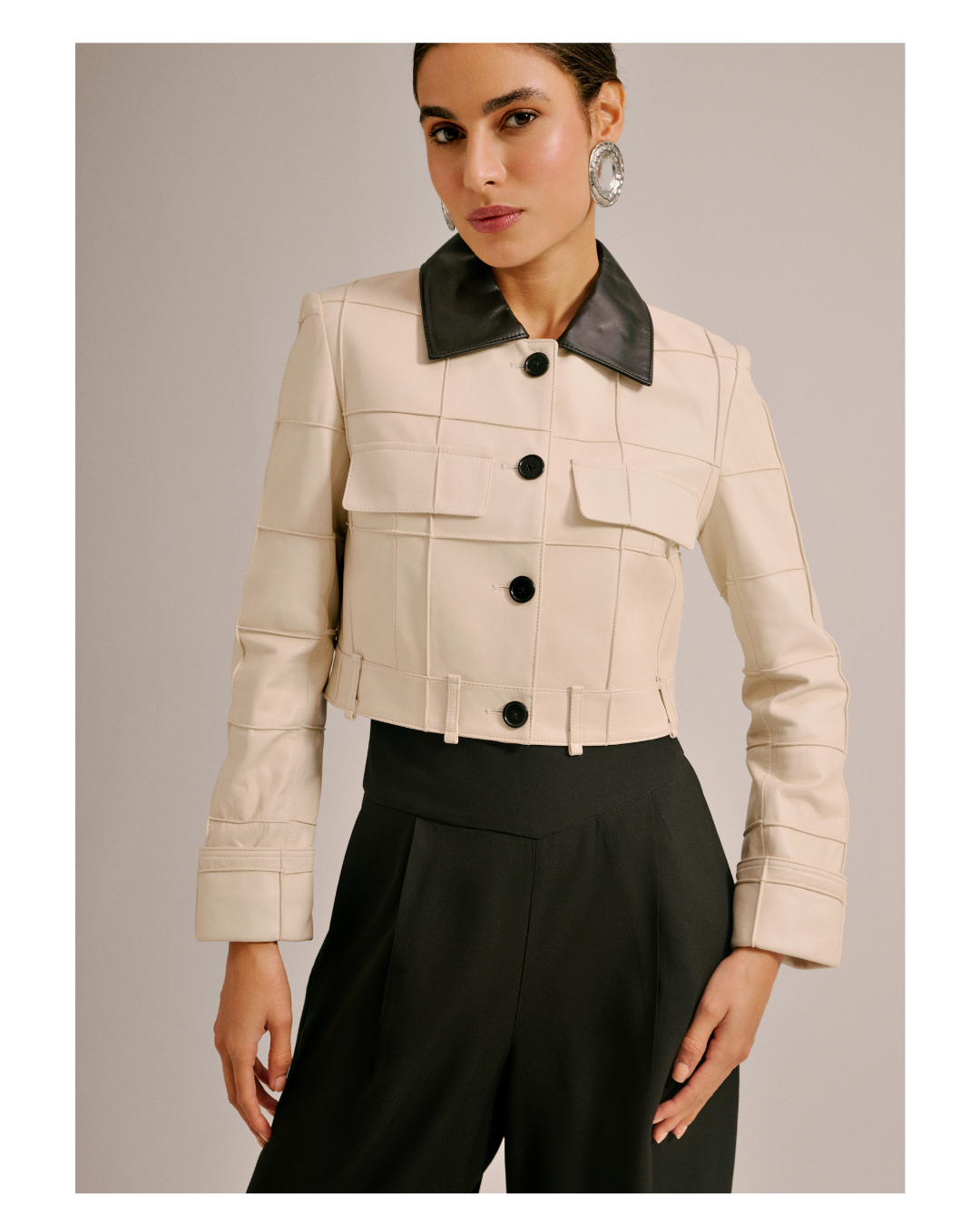 JAQUETA FLORENÇA COURO OFF-WHITE
