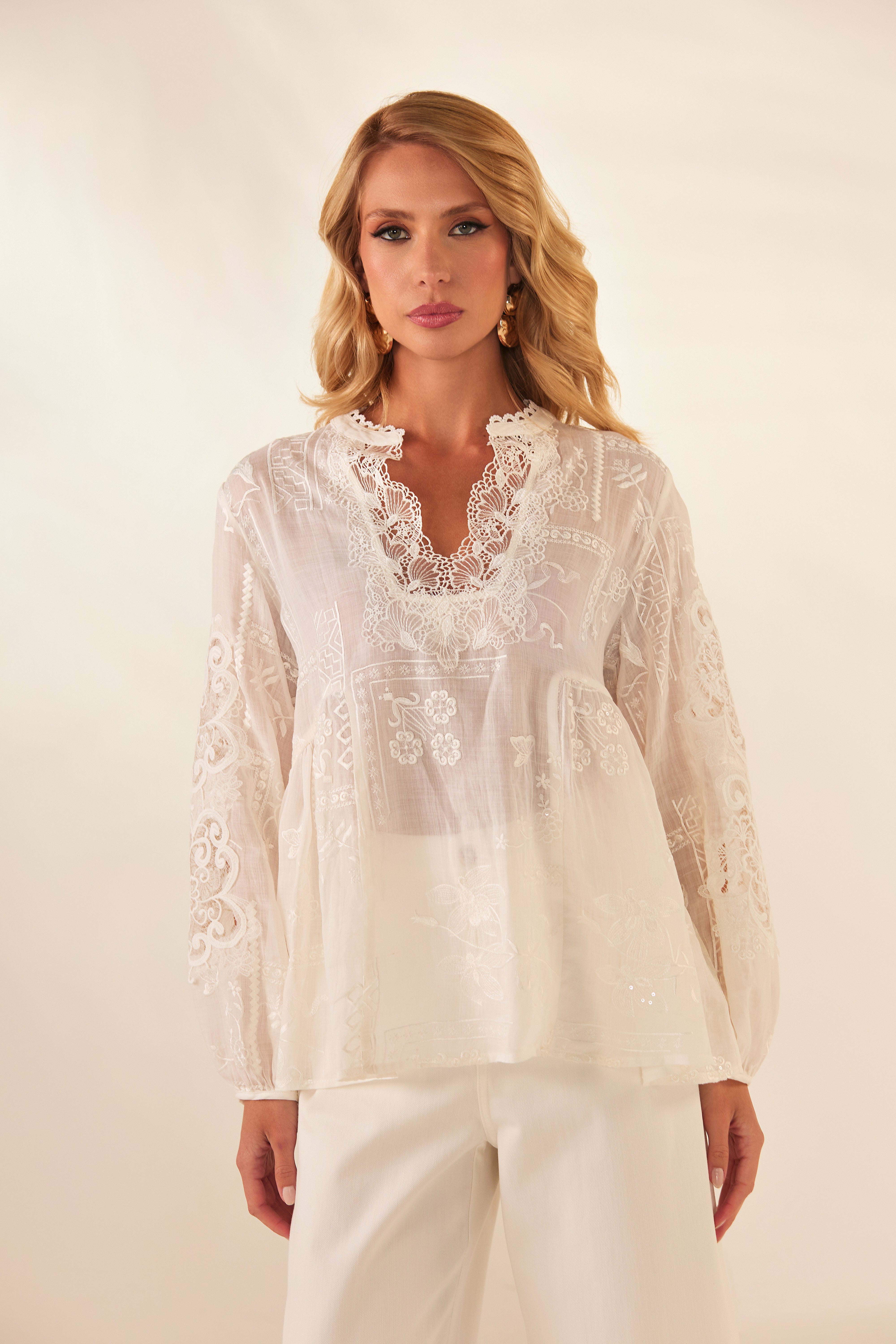 CAMISA TAORMINA LINHO BORDADO
