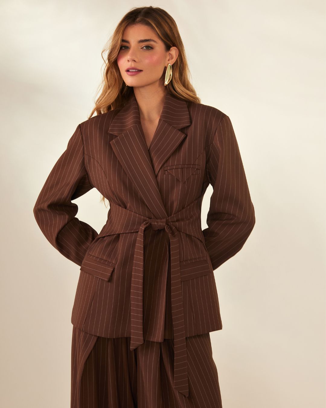 BLAZER RISCA DE GIZ MARROM