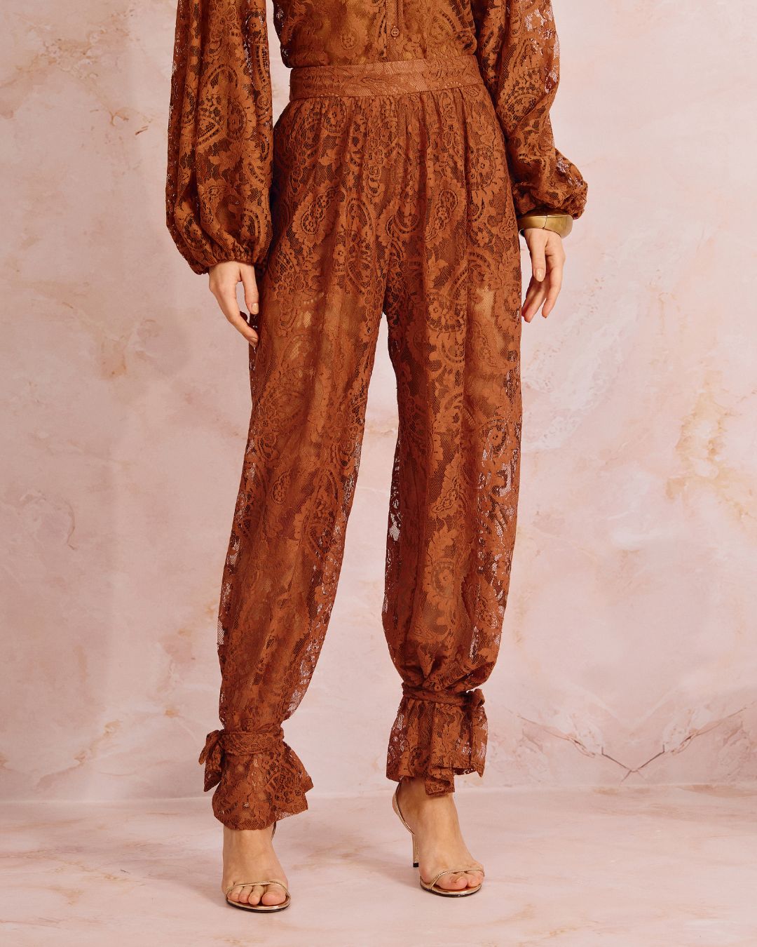 CALÇA RENDA BALOON PAISLEY MARROM